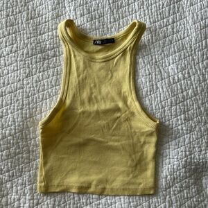 Butter yellow cropped tank top